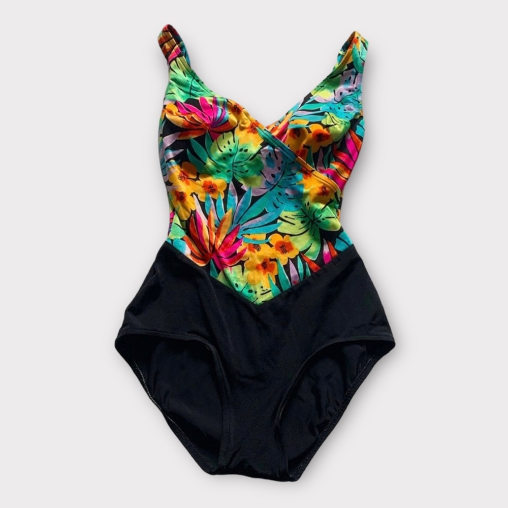 Vintage 80s “Catalina” Neon Floral One Piece Suit